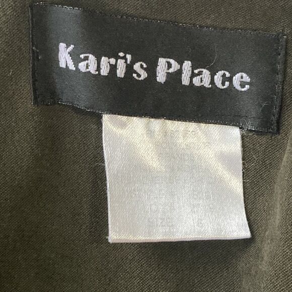 Kari’s Place Outfit Sz 18 Black Dress Pants Green Blouse Career Work Plus Size - Picture 11 of 16